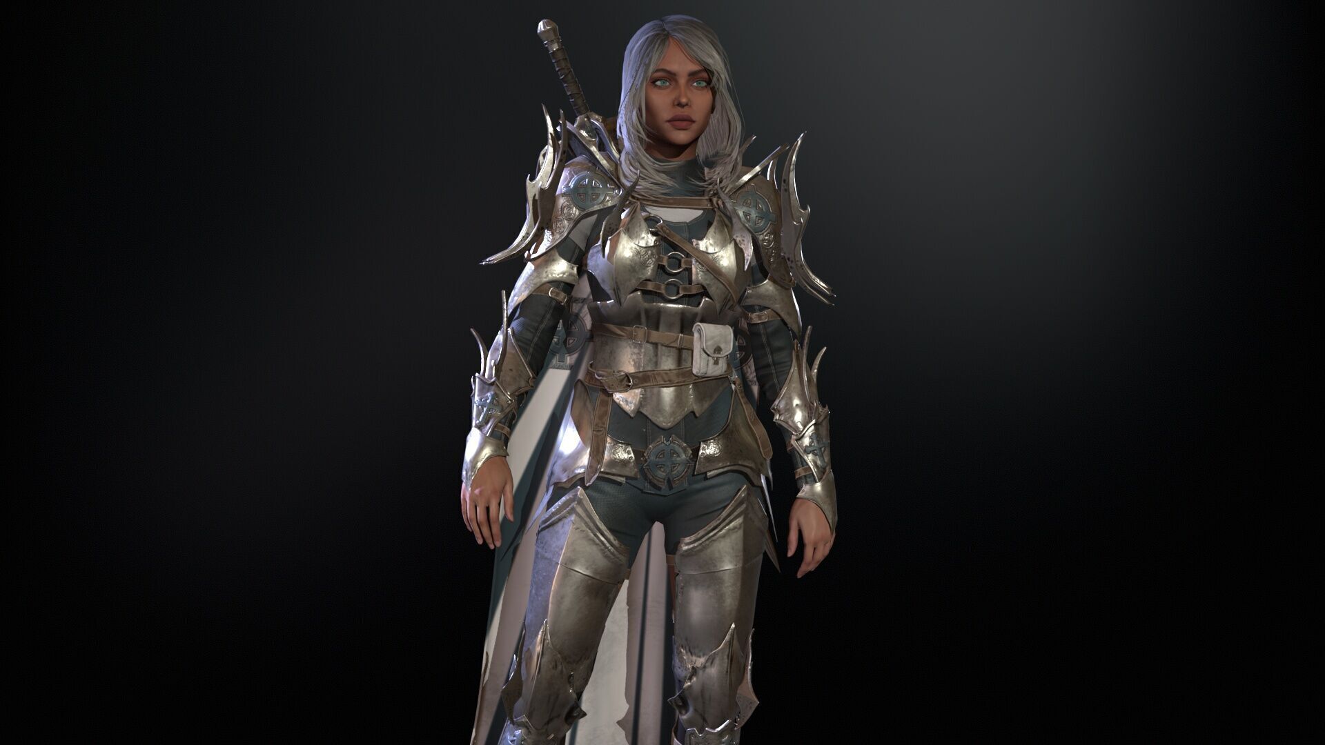 Knight Gilr Low-poly 3D model_16