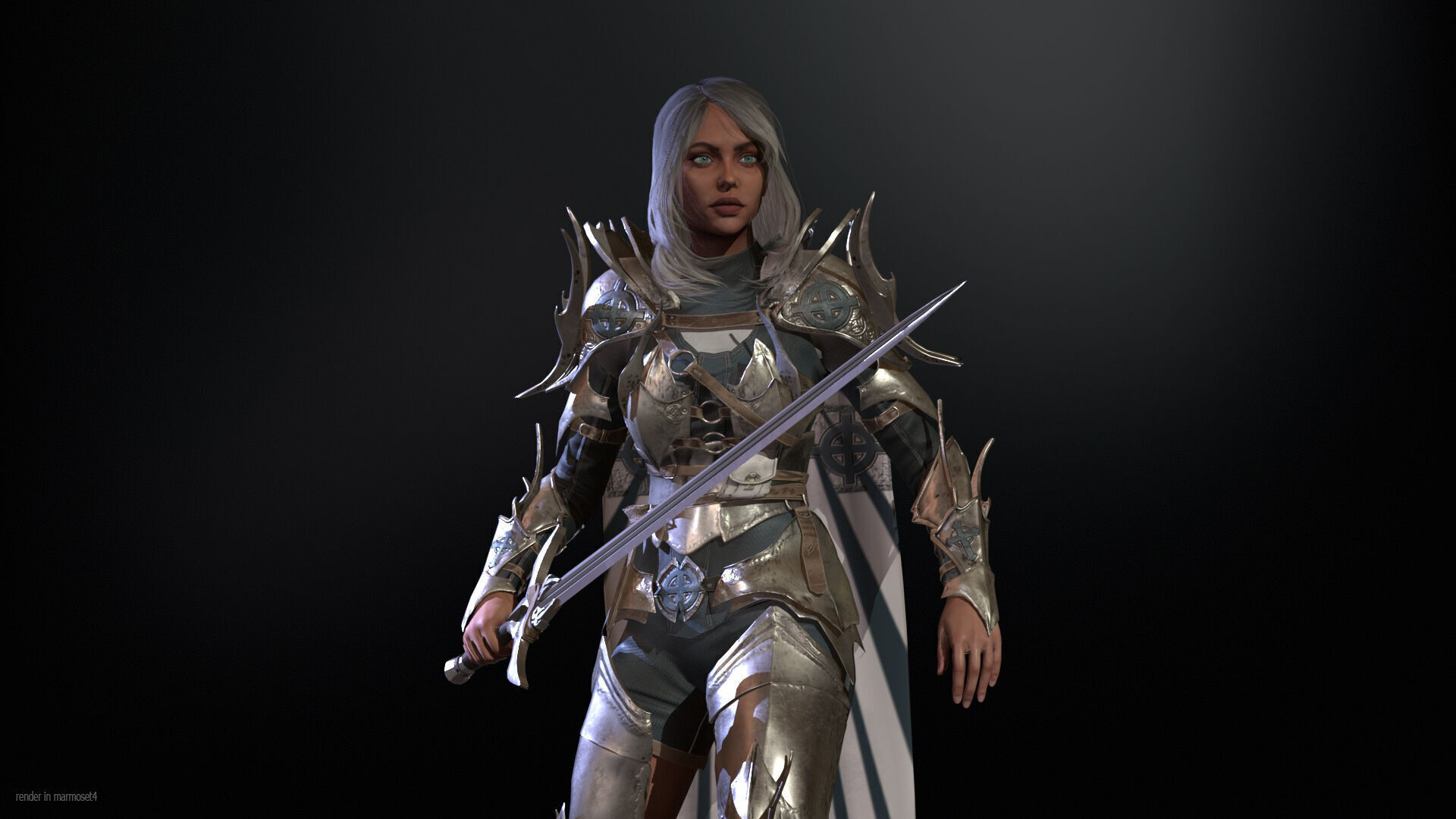 Knight Gilr Low-poly 3D model_2