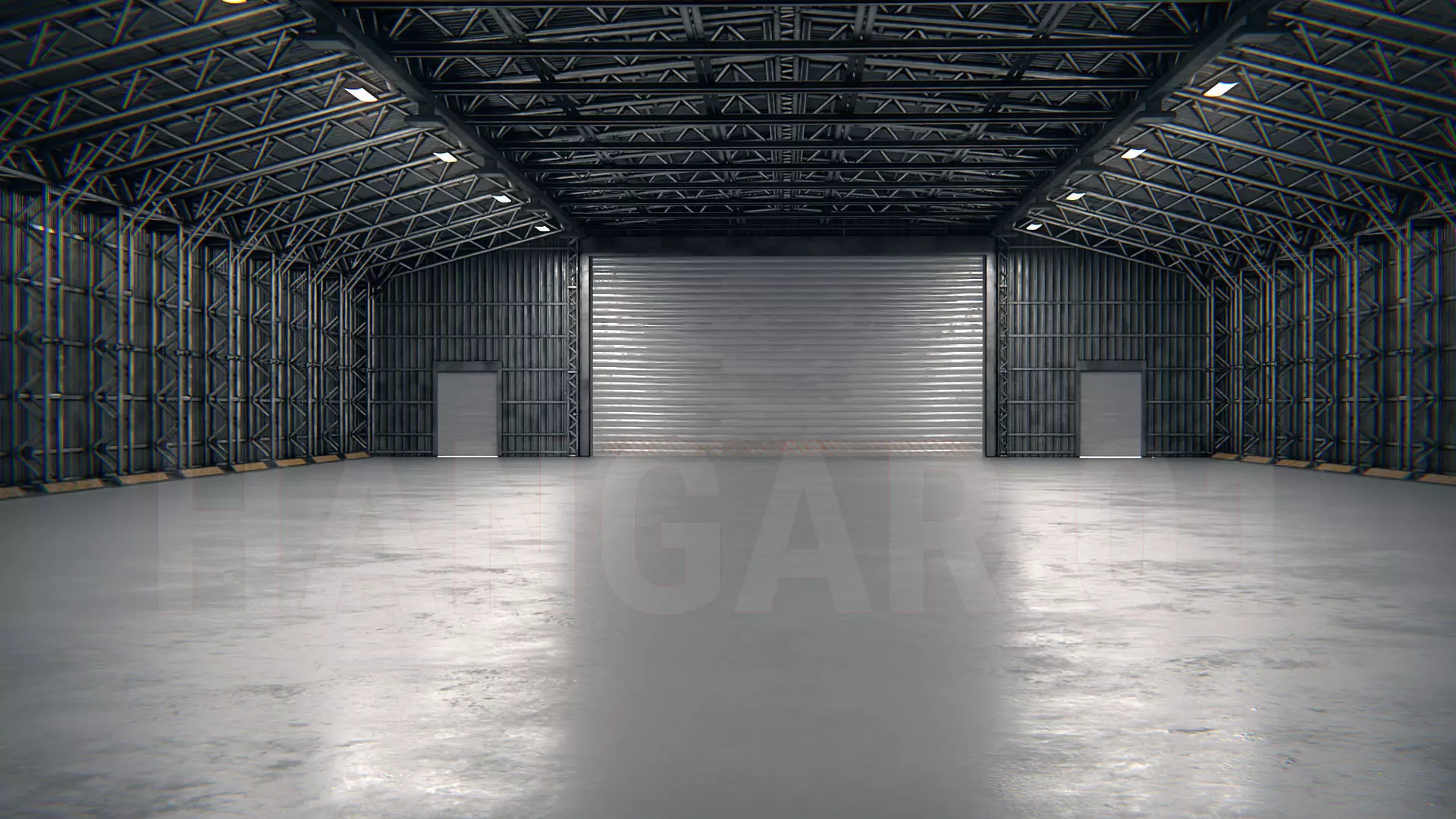 Hangar 01 PBR Low-poly 3D model_0
