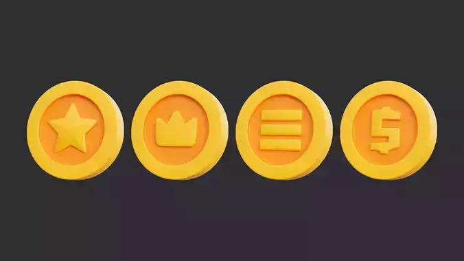 Low Poly Coin Icon Pack
