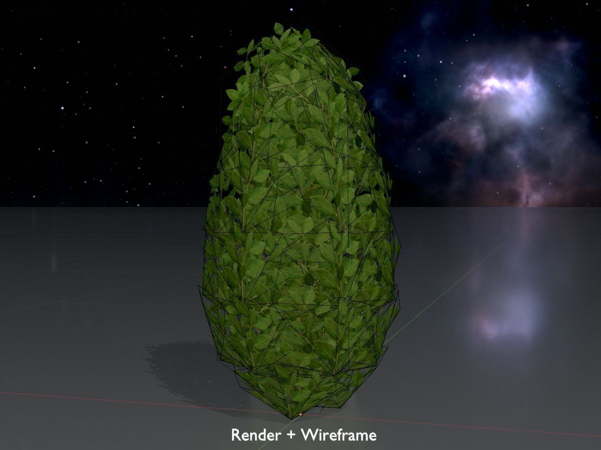 Cherry laurel hedge 500mm version-6 Low-poly 3D model_7