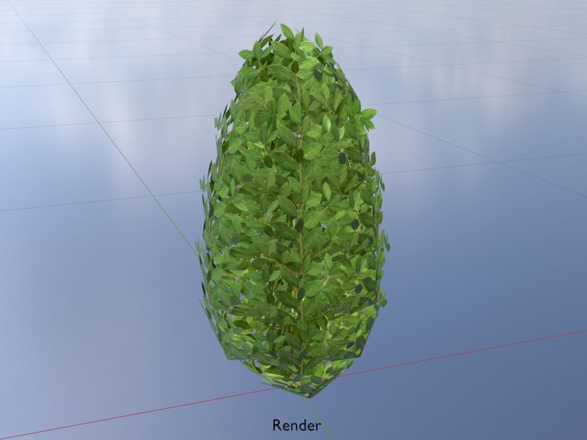 Cherry laurel hedge 500mm version-6 Low-poly 3D model_19