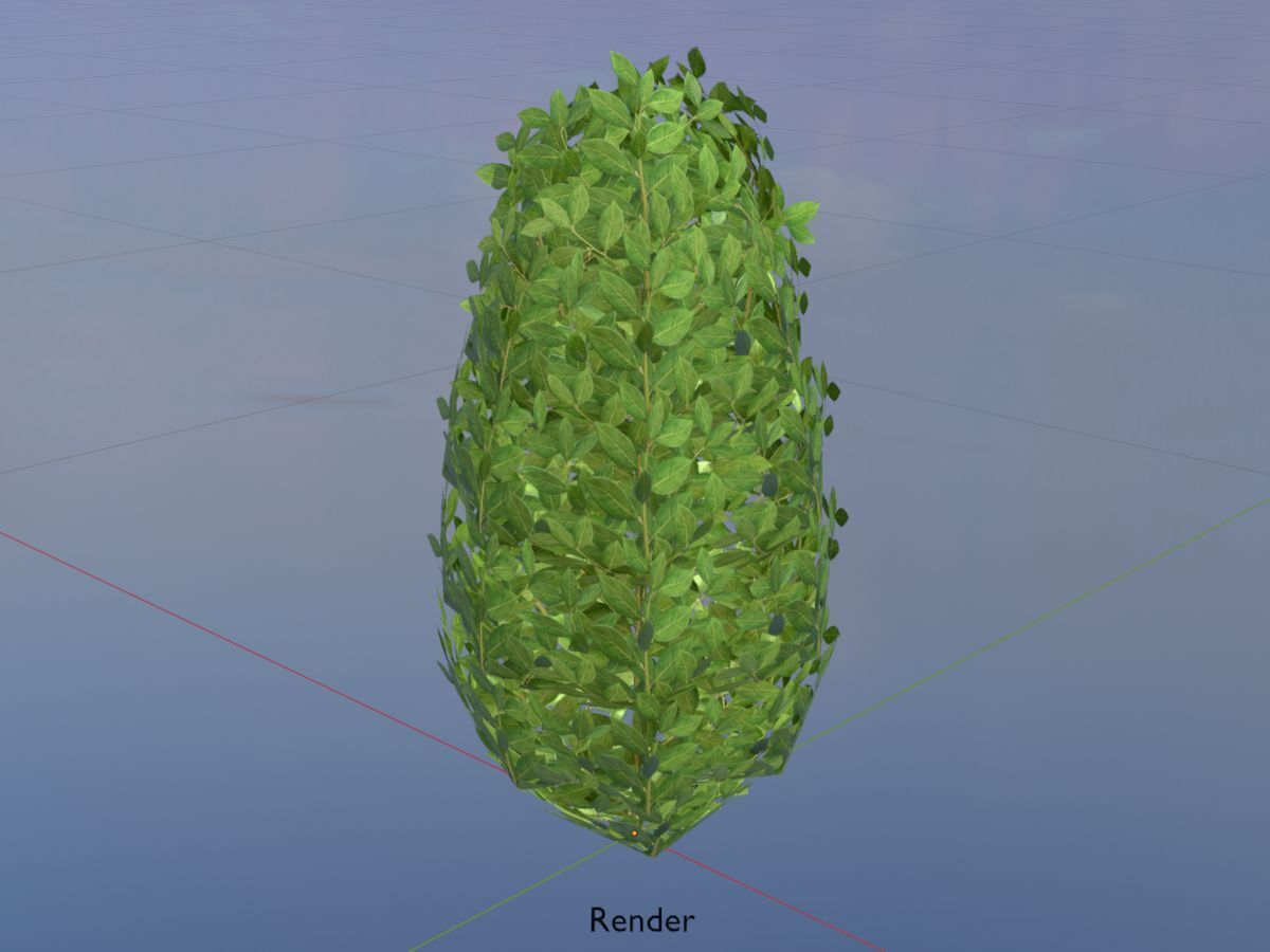 Cherry laurel hedge 500mm version-6 Low-poly 3D model_18