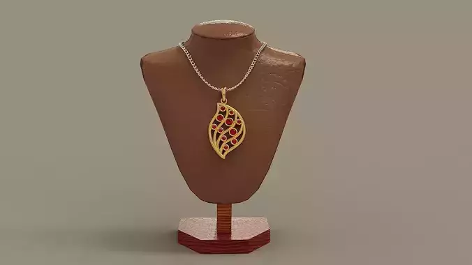 Bezel set diamond leaf pendant