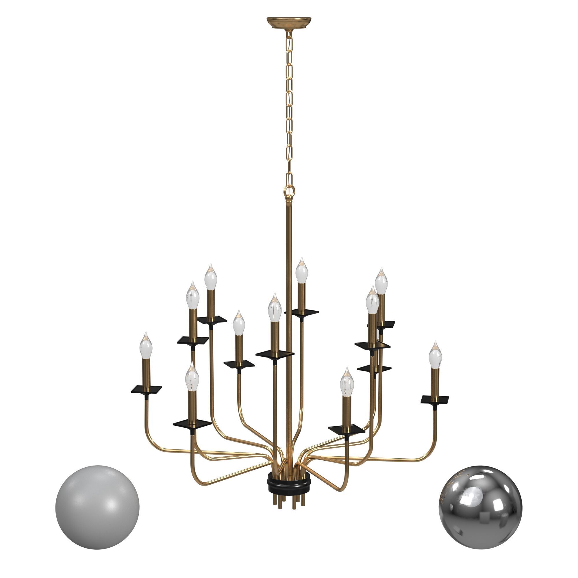 Kristin Chandelier Gold 3D model_1