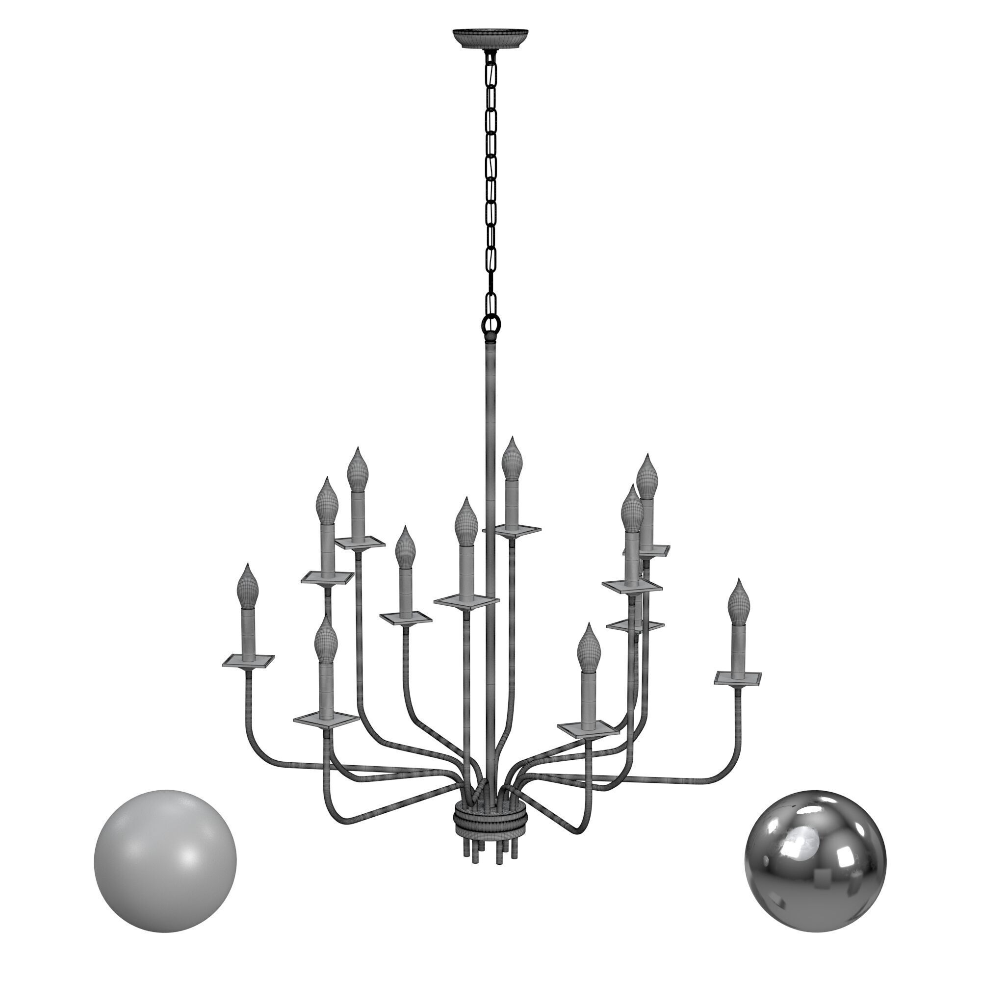 Kristin Chandelier Gold 3D model_3
