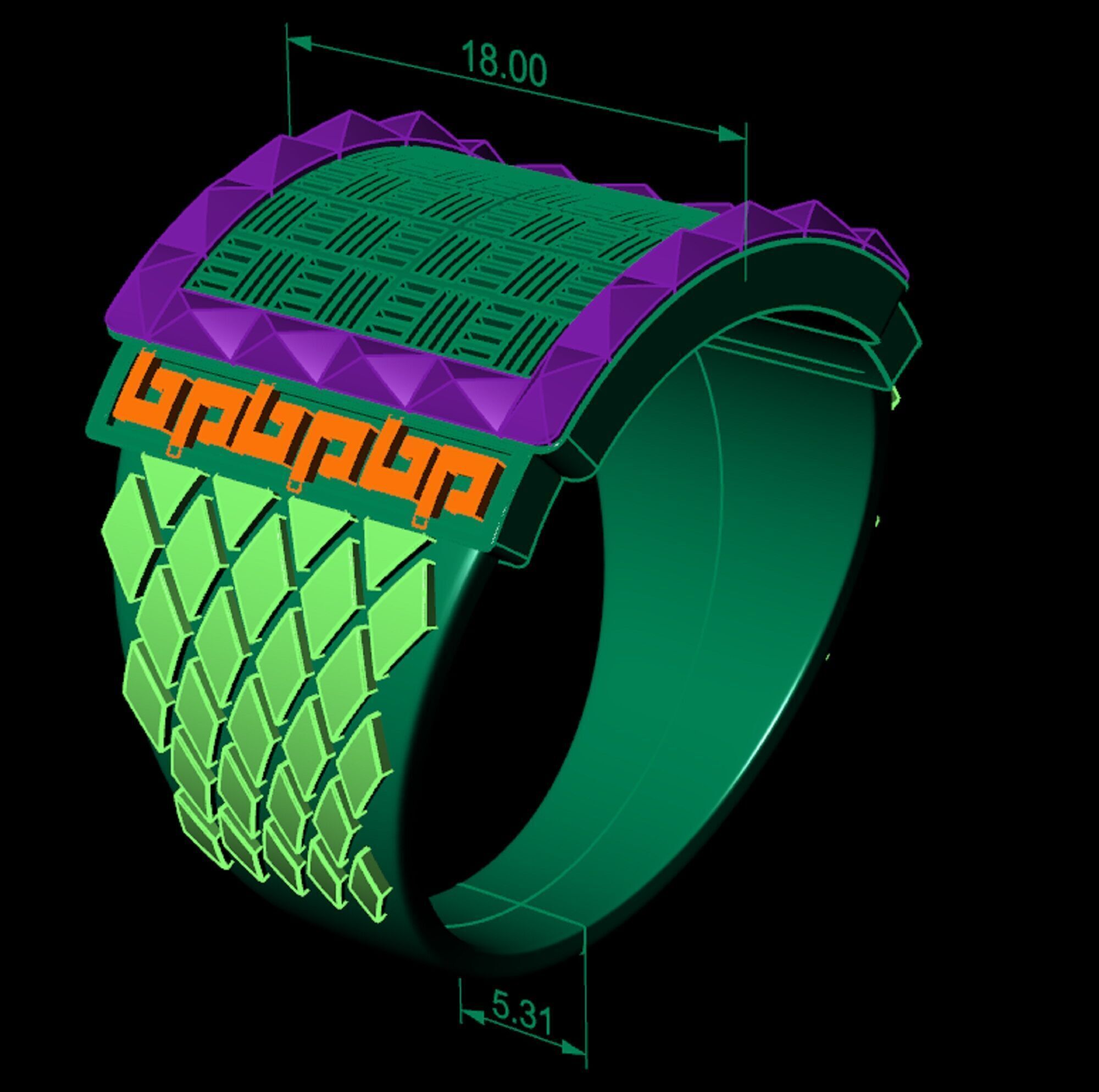 mens signet ring with pattern 3D print model_4