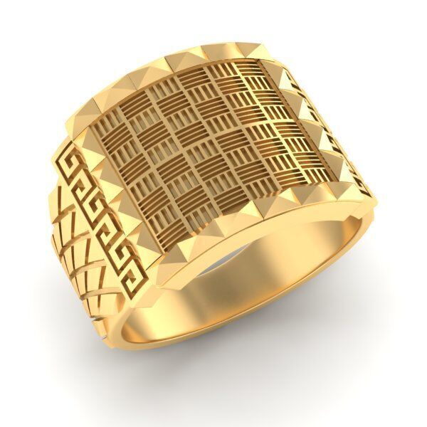 mens signet ring with pattern 3D print model_2