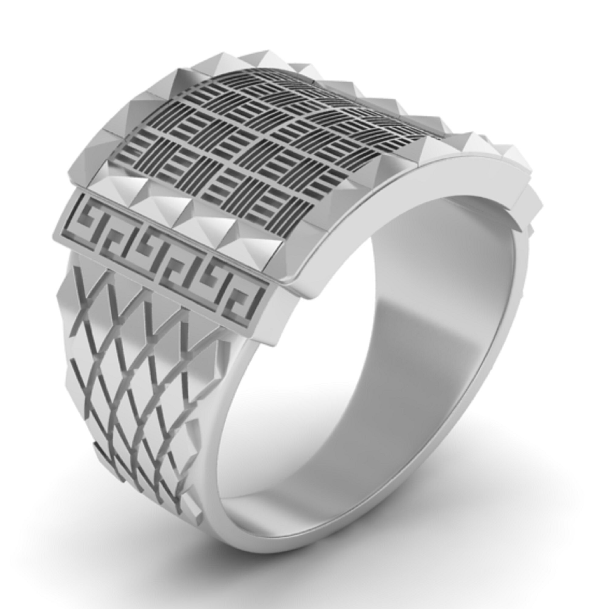 mens signet ring with pattern 3D print model_3