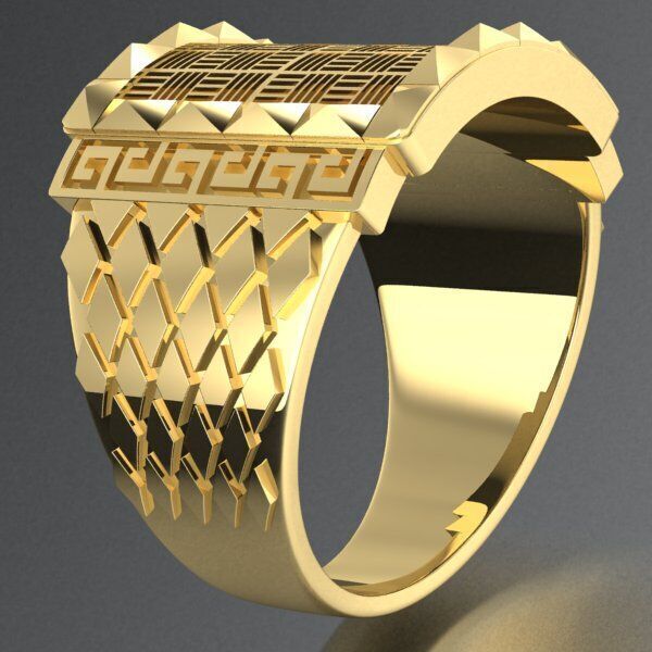 mens signet ring with pattern 3D print model_5