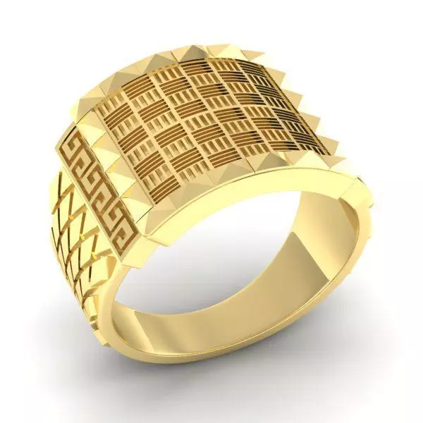 mens signet ring with pattern 3D print model_0