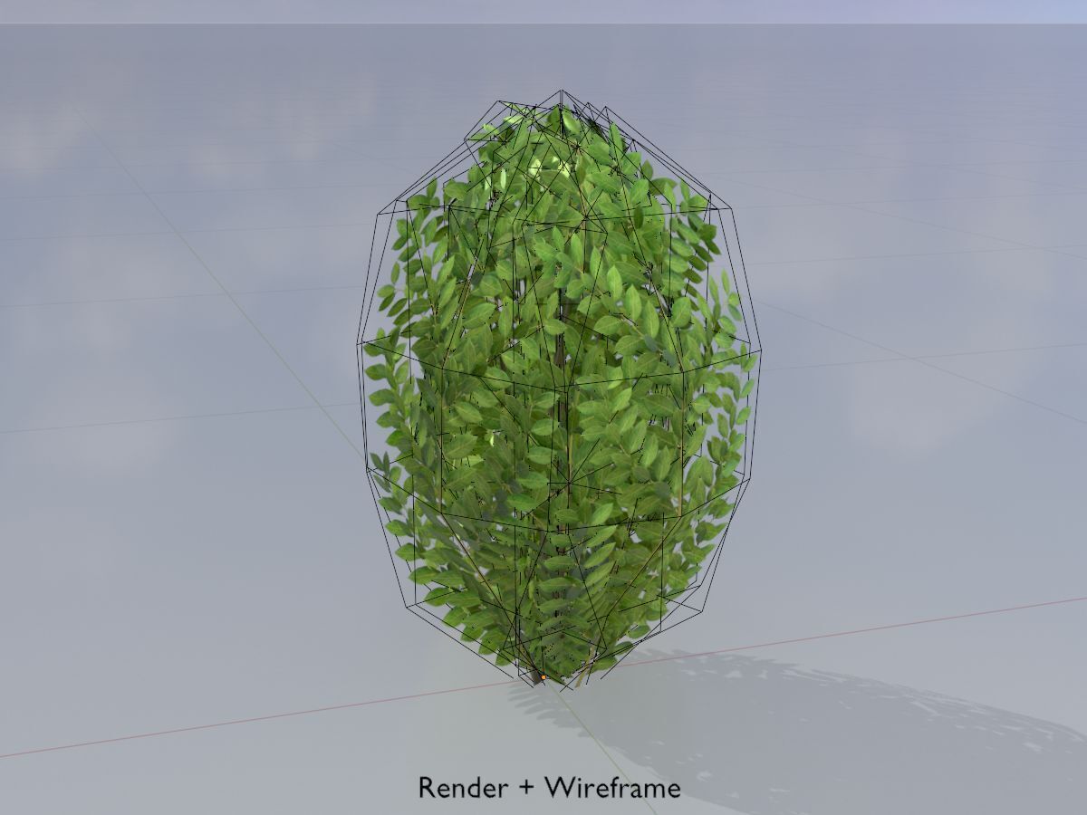 Cherry laurel hedge 500mm version-7 Low-poly 3D model_5