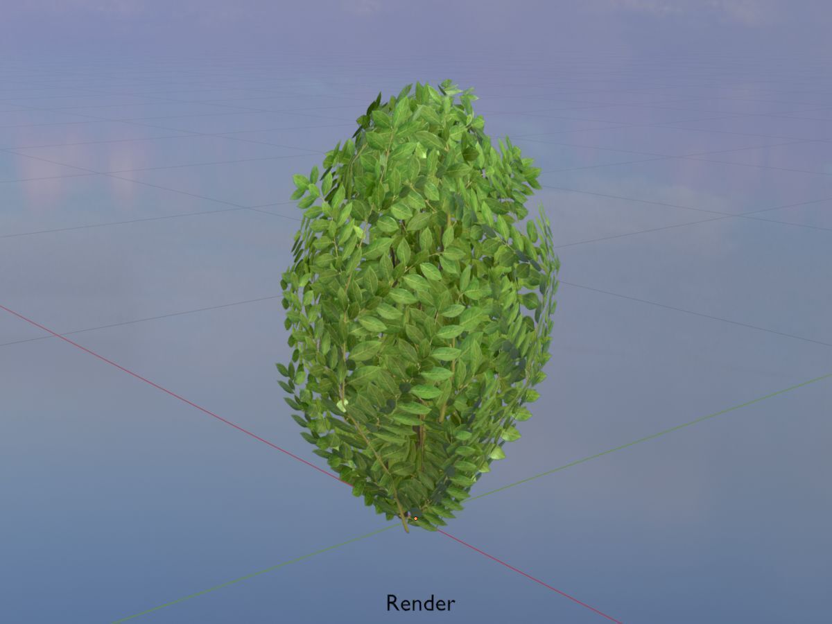 Cherry laurel hedge 500mm version-7 Low-poly 3D model_18