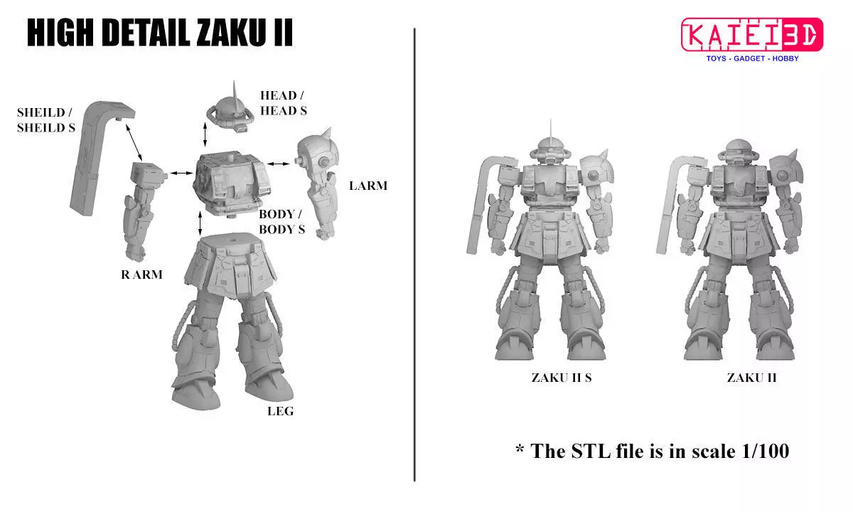HIGH DETAIL ZAKU II  3D print model_0