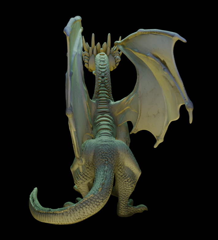 Sitting Winged Dragon 3D print model_4