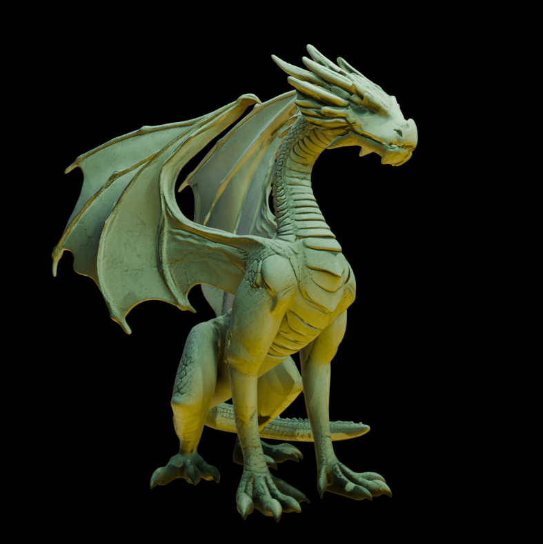 Sitting Winged Dragon 3D print model_2