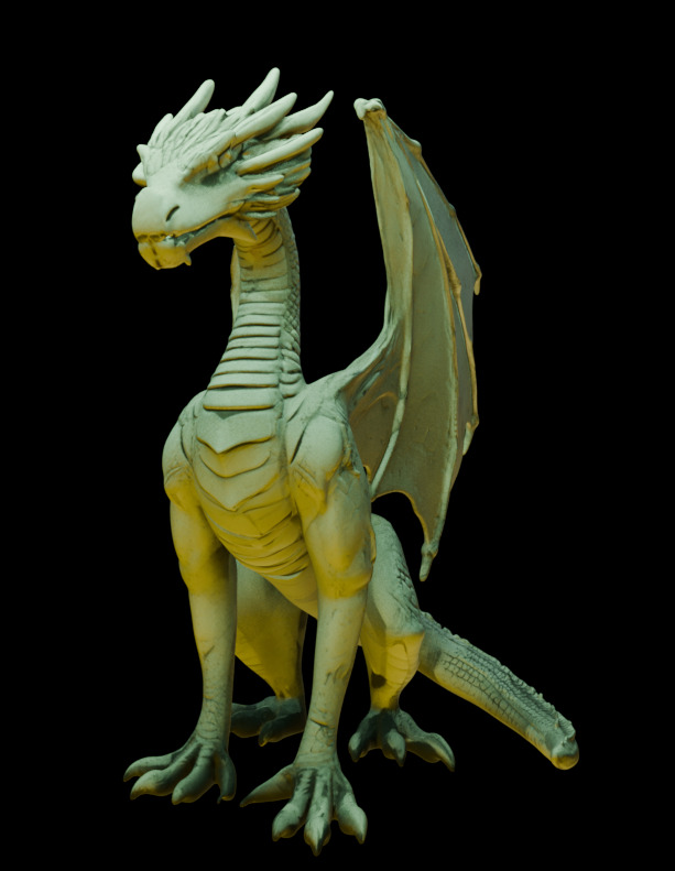 Sitting Winged Dragon 3D print model_1