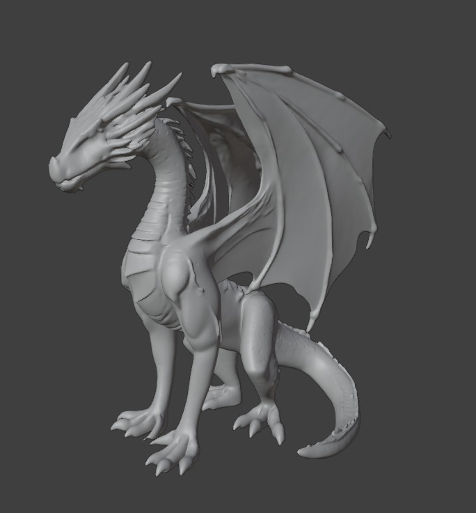 Sitting Winged Dragon 3D print model_5