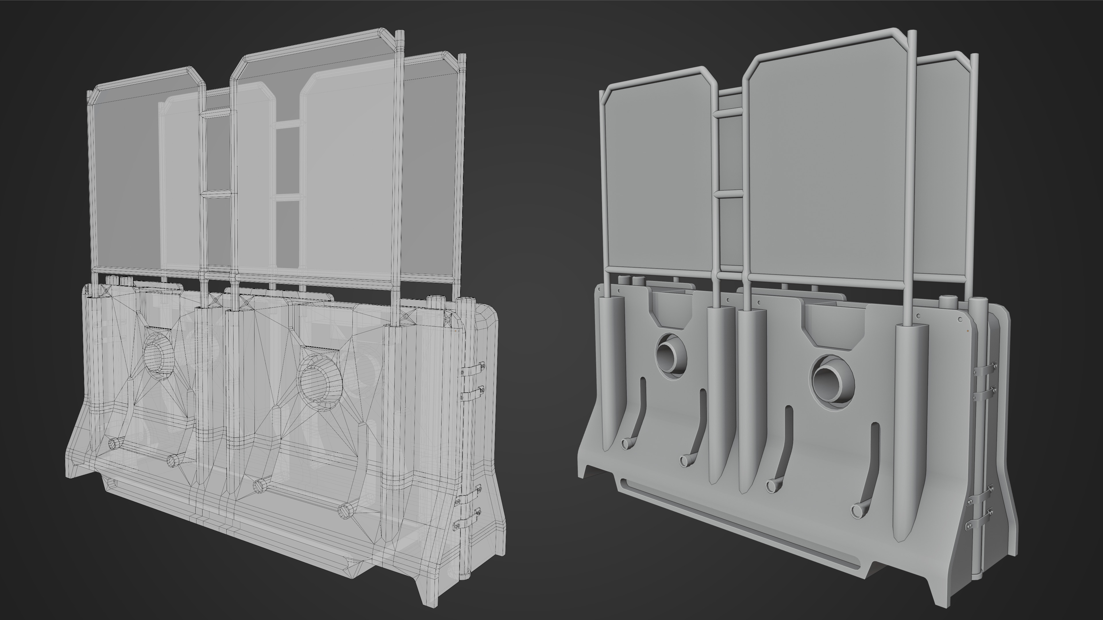 Sci-Fi Cybepunk Barrier Low-poly 3D model_13