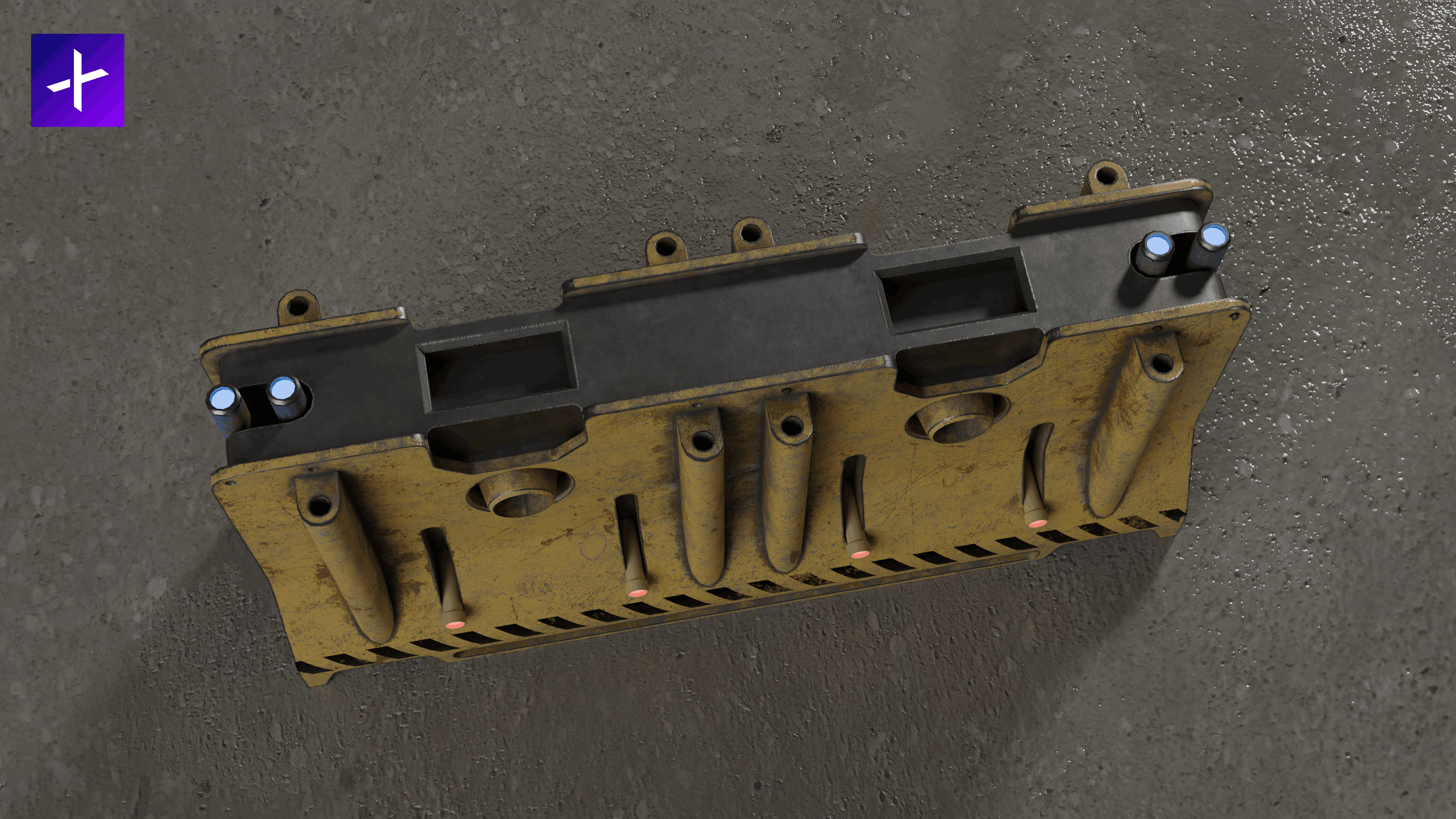 Sci-Fi Cybepunk Barrier Low-poly 3D model_5