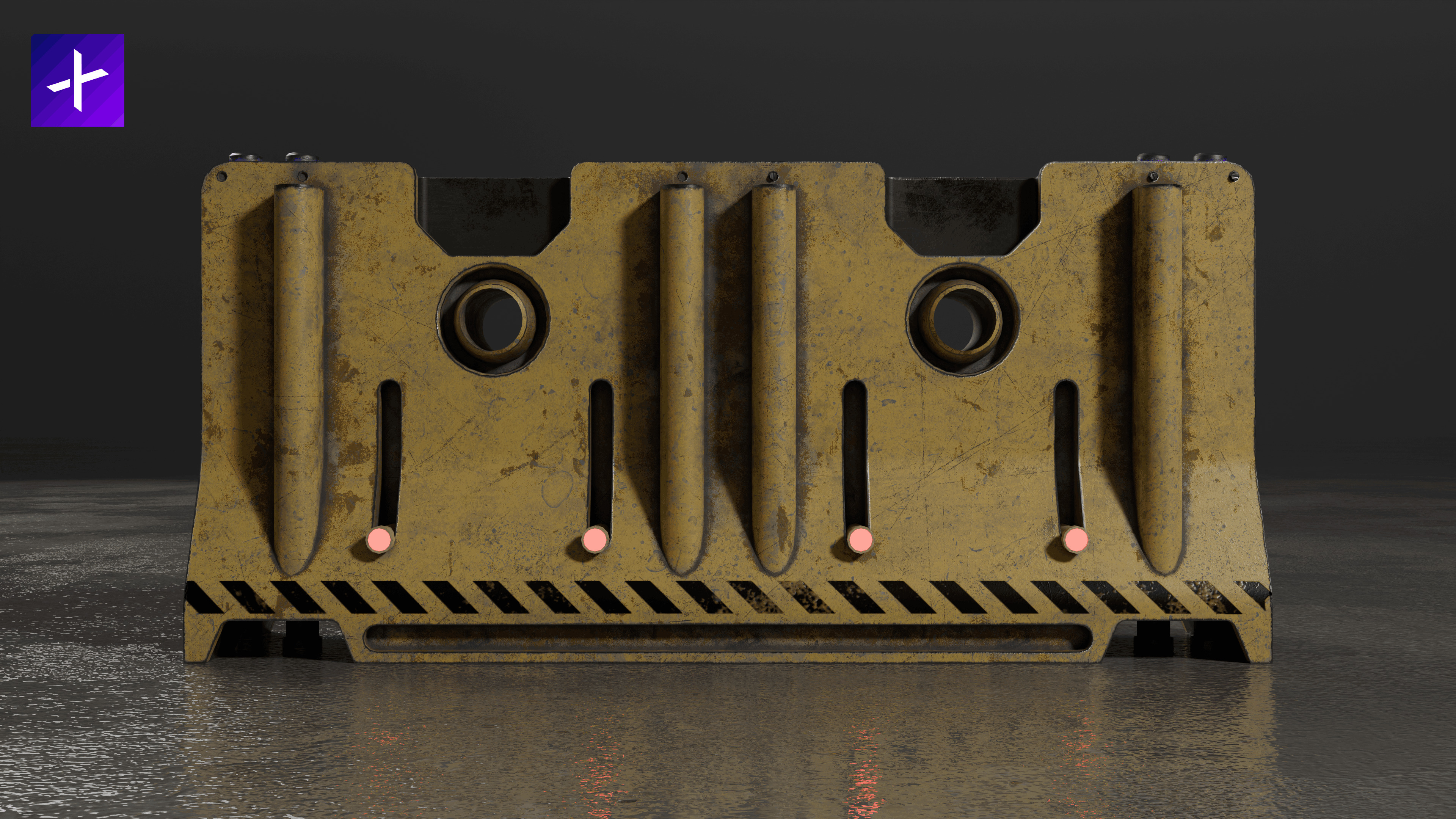 Sci-Fi Cybepunk Barrier Low-poly 3D model_4