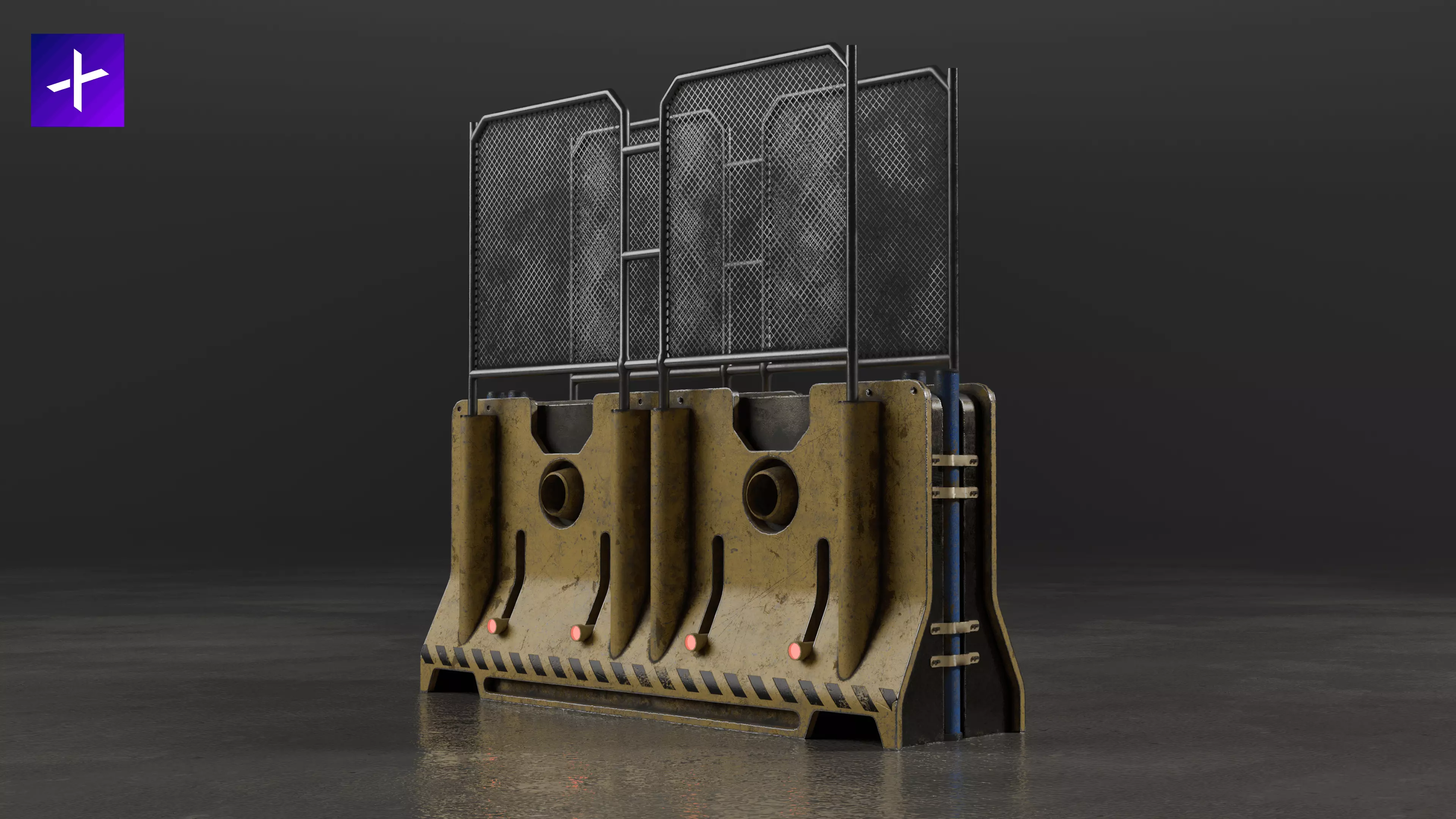 Sci-Fi Cybepunk Barrier Low-poly 3D model_0