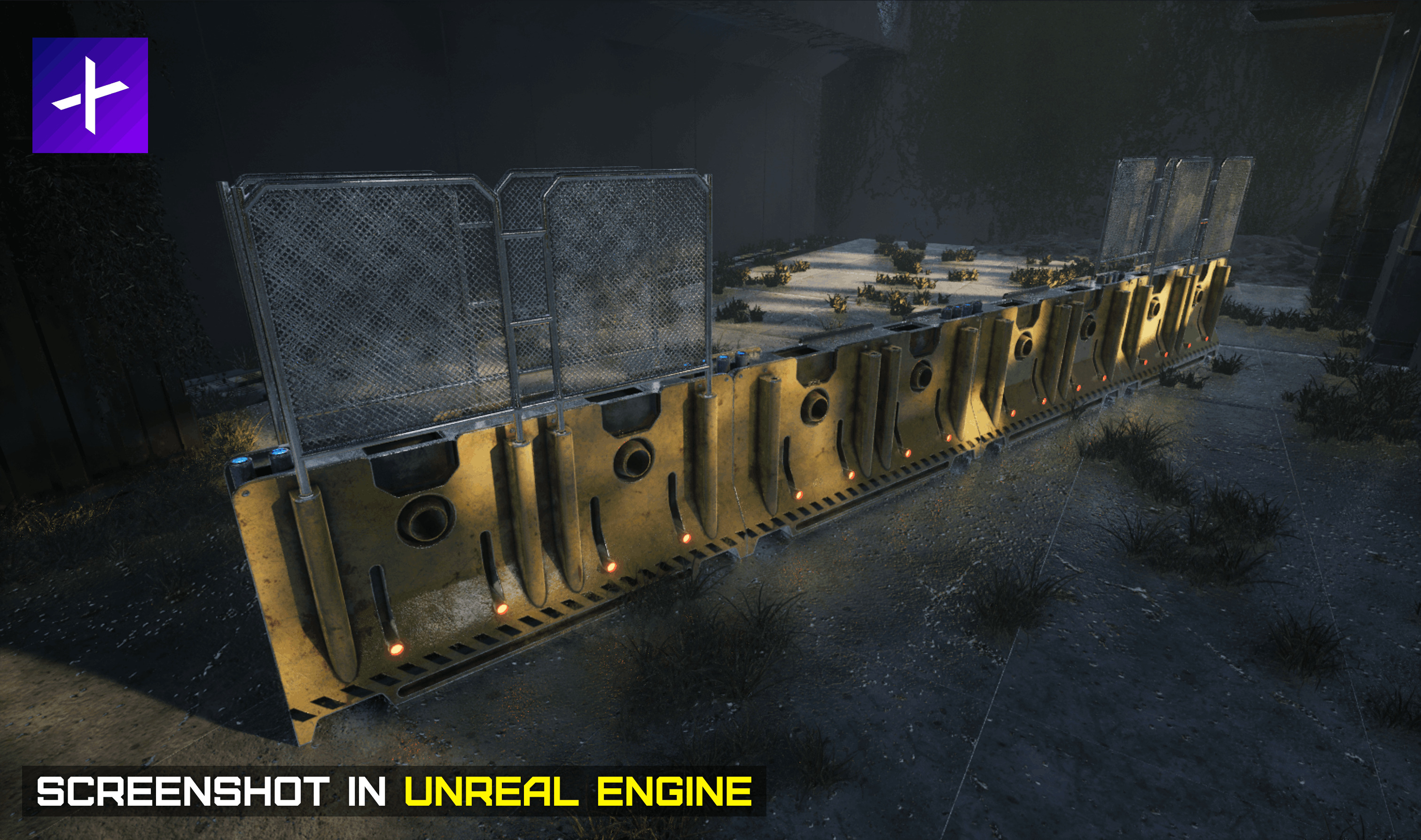 Sci-Fi Cybepunk Barrier Low-poly 3D model_11