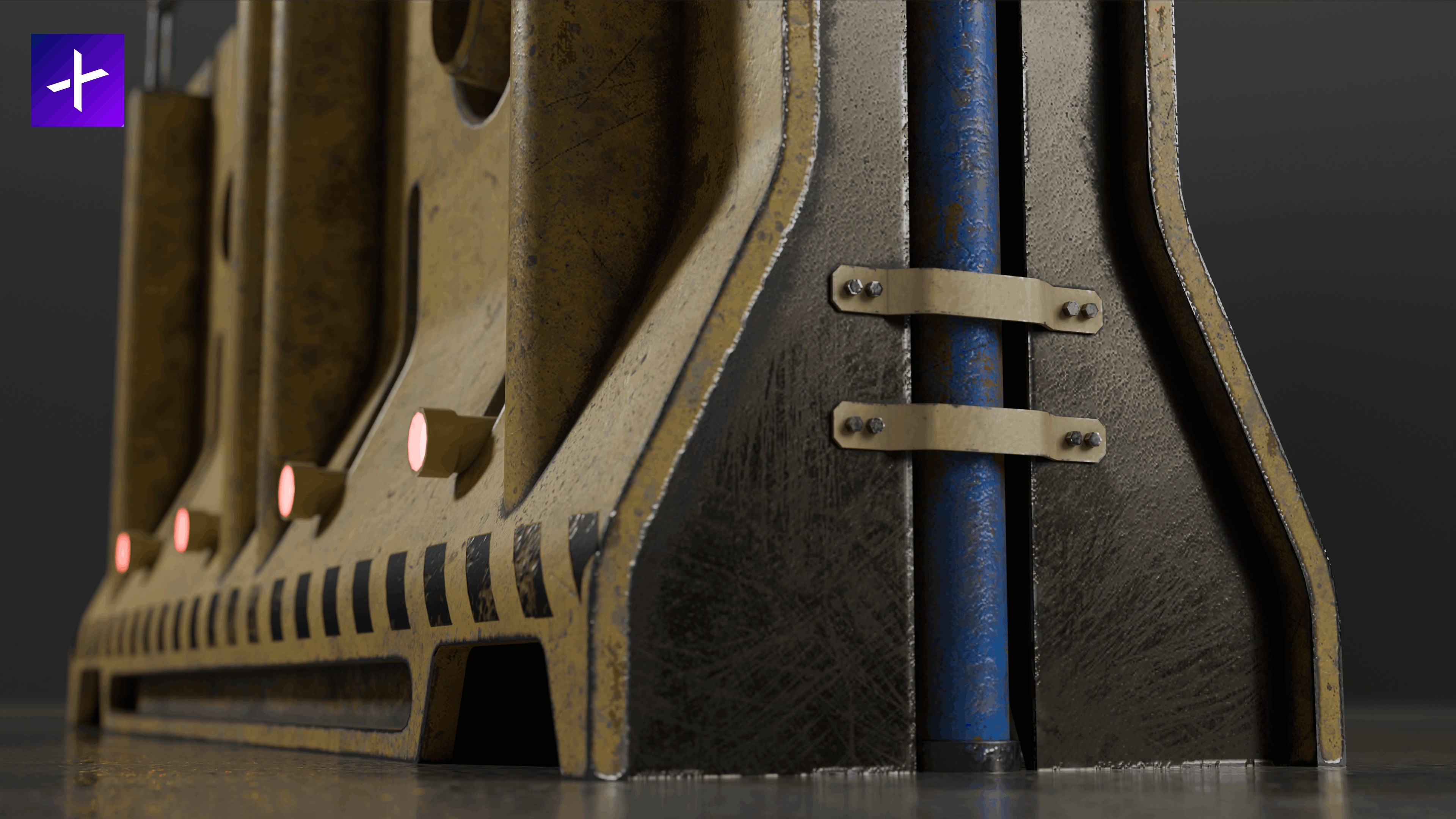 Sci-Fi Cybepunk Barrier Low-poly 3D model_6