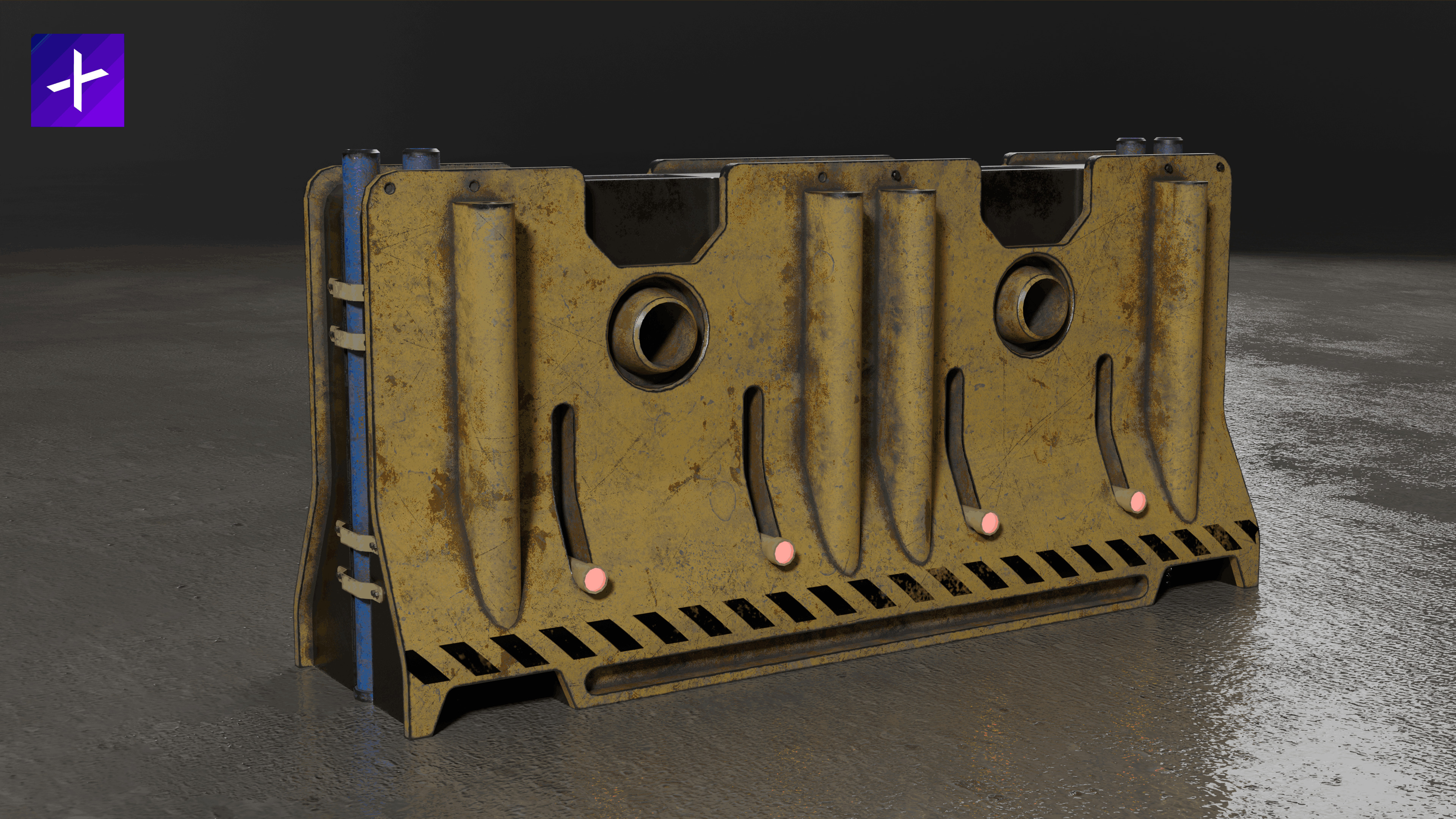 Sci-Fi Cybepunk Barrier Low-poly 3D model_7