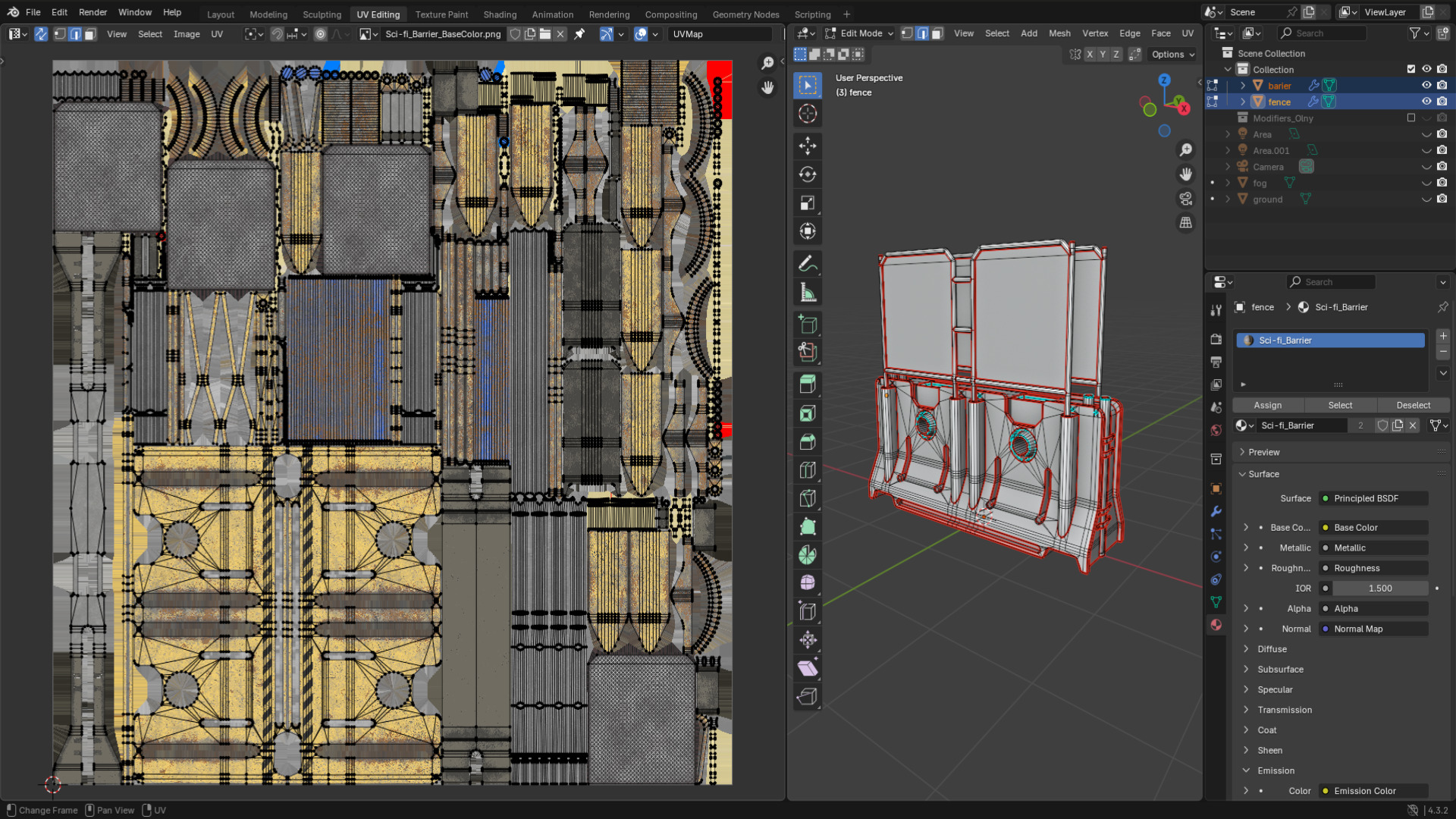 Sci-Fi Cybepunk Barrier Low-poly 3D model_15