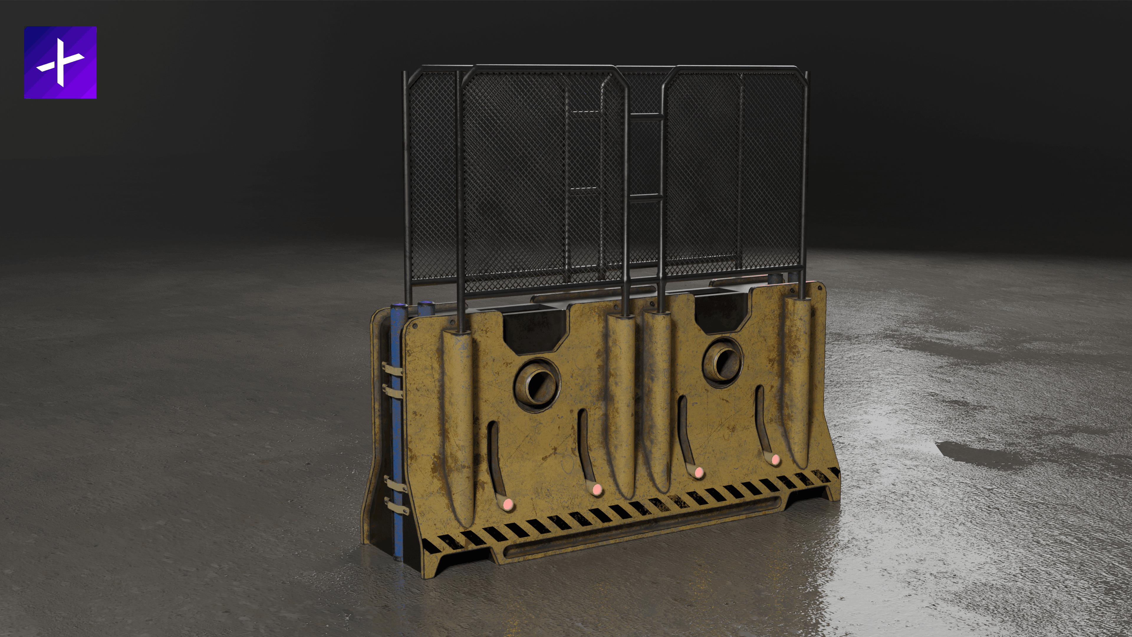 Sci-Fi Cybepunk Barrier Low-poly 3D model_3