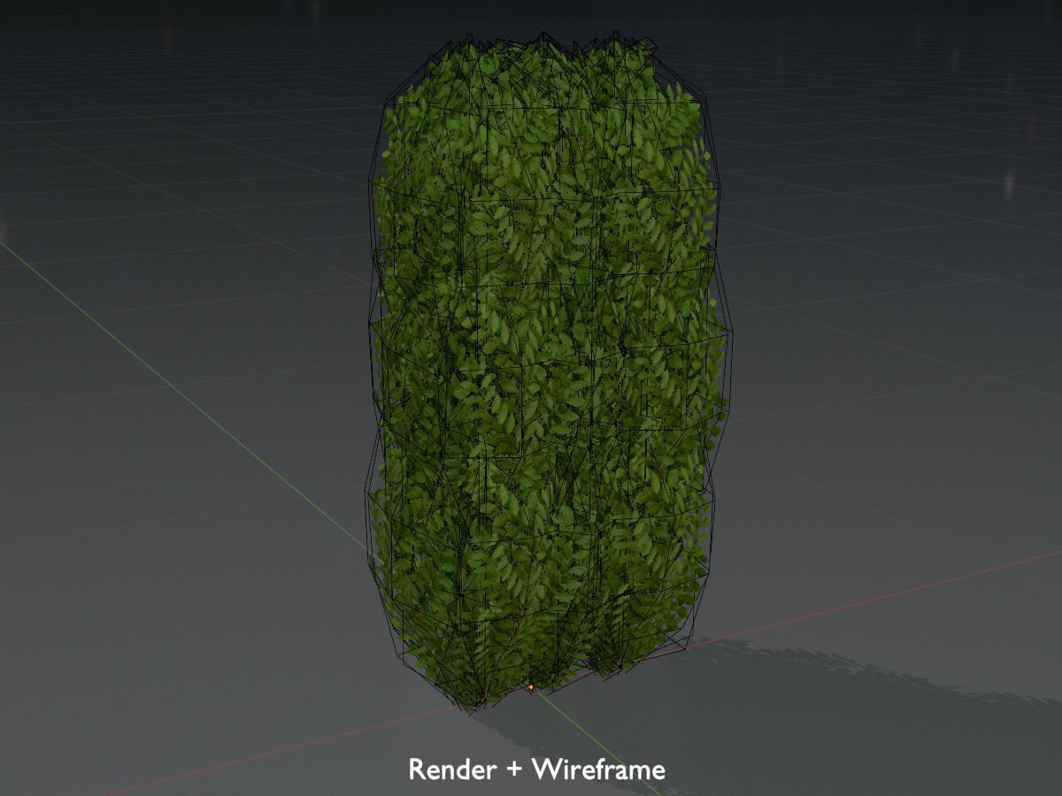 Cherry laurel hedge 1000mm version-3 Low-poly 3D model_8