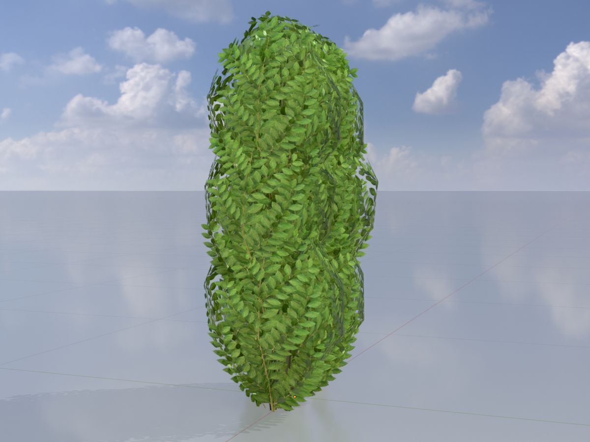 Cherry laurel hedge 1000mm version-3 Low-poly 3D model_2