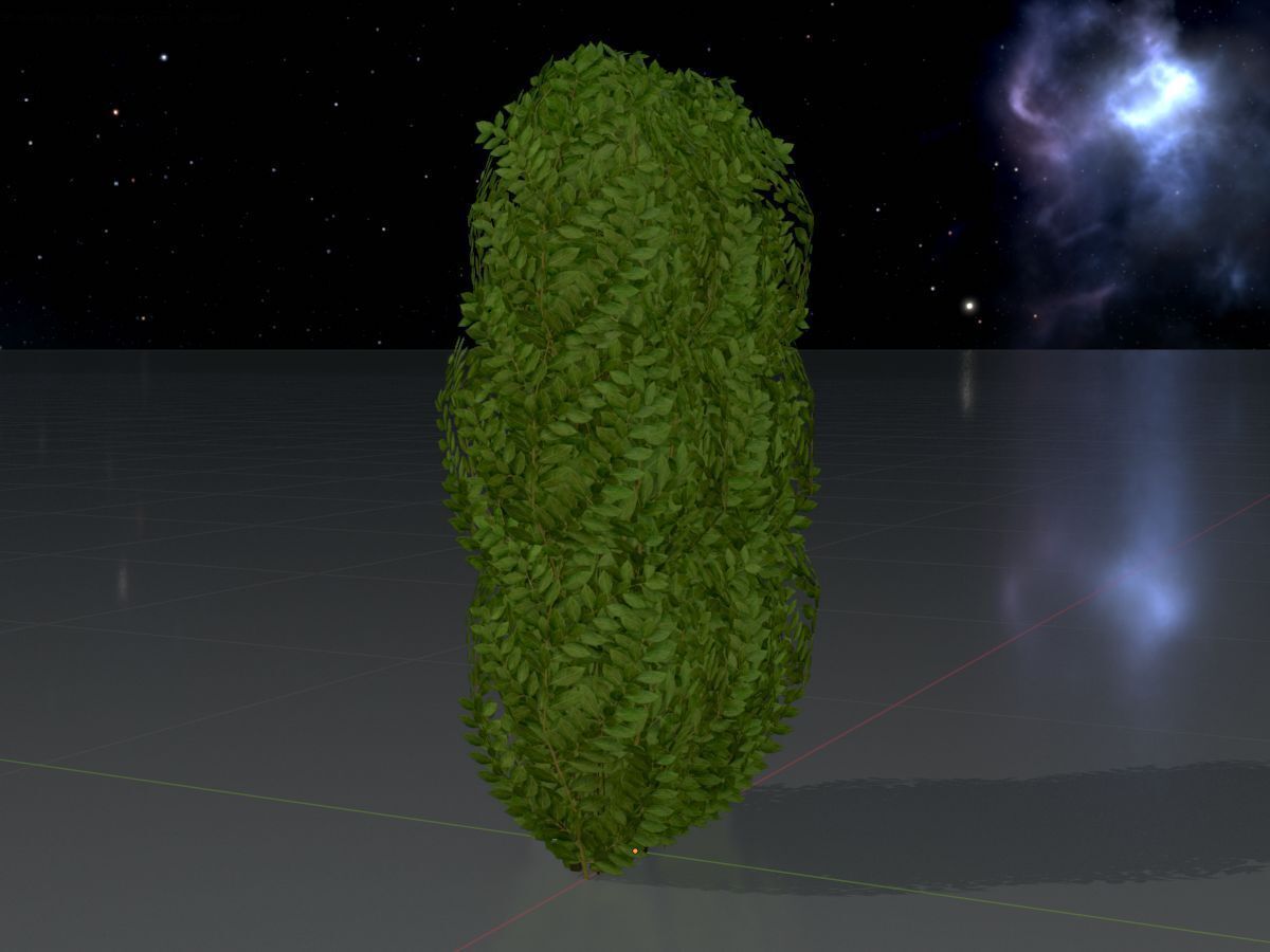 Cherry laurel hedge 1000mm version-3 Low-poly 3D model_4