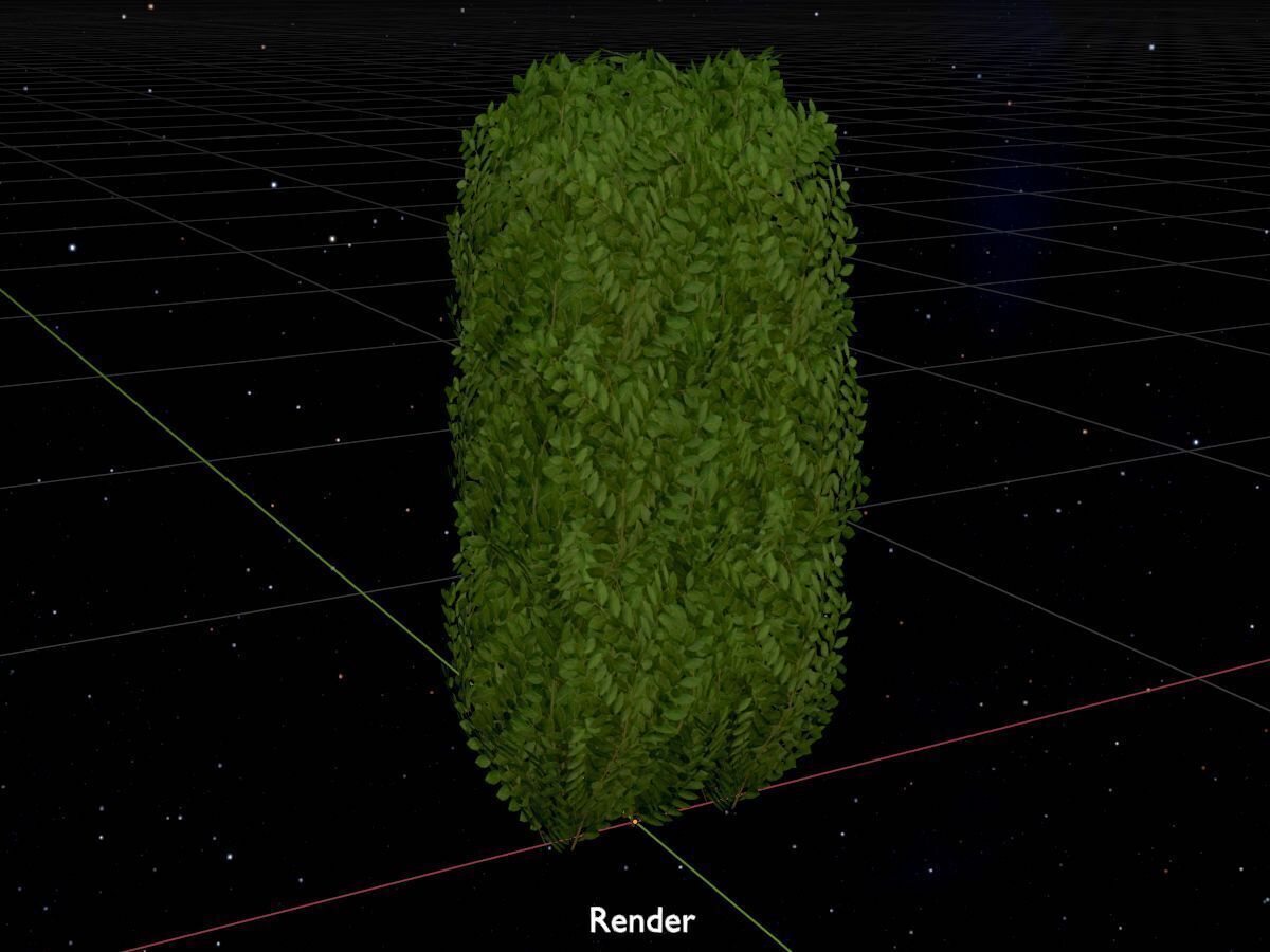 Cherry laurel hedge 1000mm version-3 Low-poly 3D model_17
