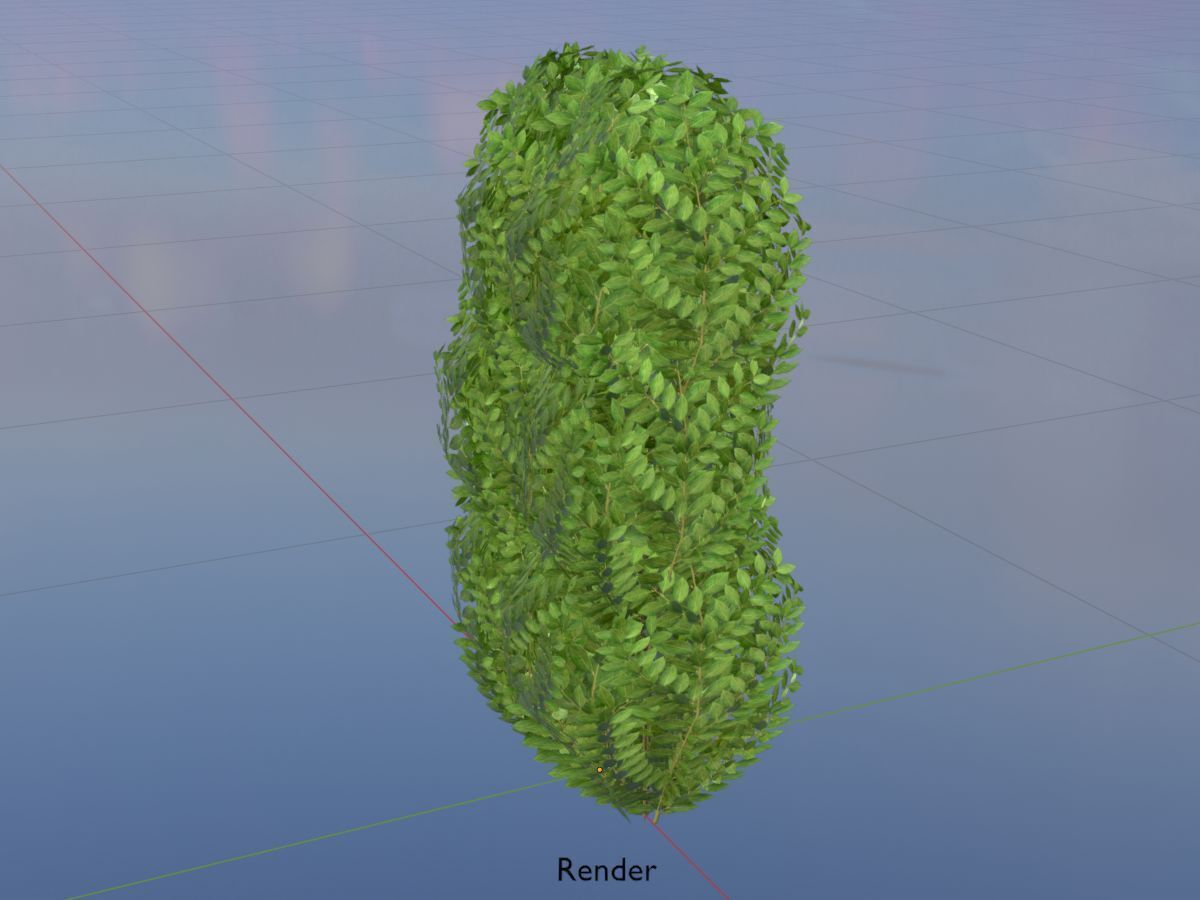 Cherry laurel hedge 1000mm version-3 Low-poly 3D model_18