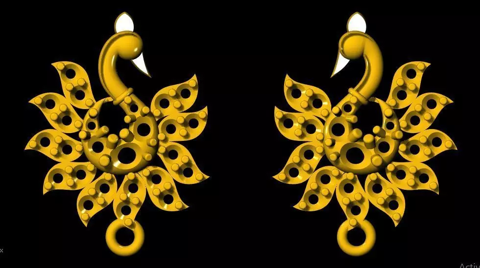peacock stud earrings 3dm file 3D print model_0