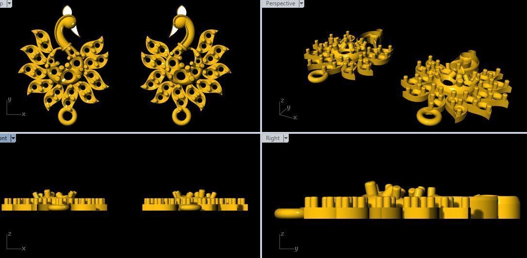 peacock stud earrings 3dm file 3D print model_1