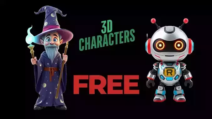 Robot Witch 3D Model Pack Stylized Game Characters PBR Textures Low-poly 3D model