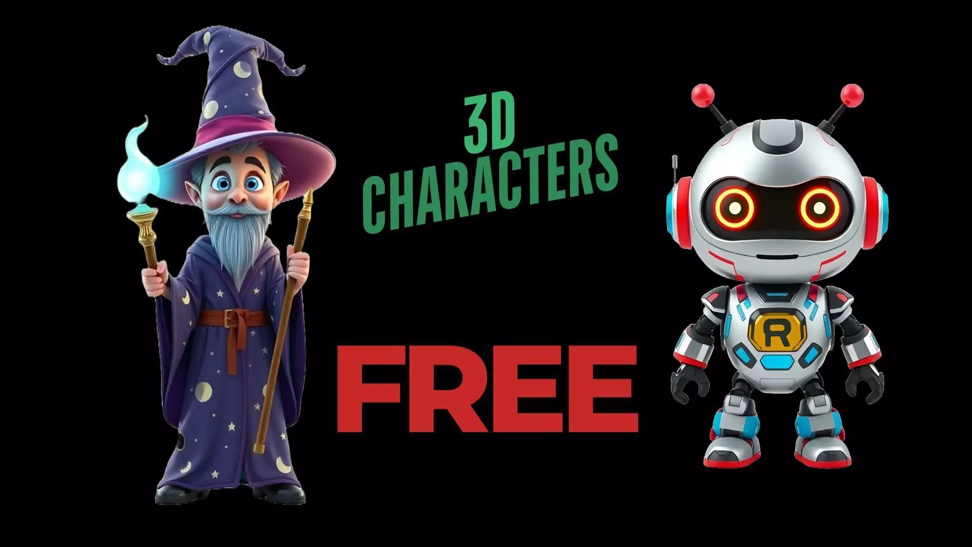 Robot Witch 3D Model Pack Stylized Game Characters PBR Textures Low-poly 3D model_0