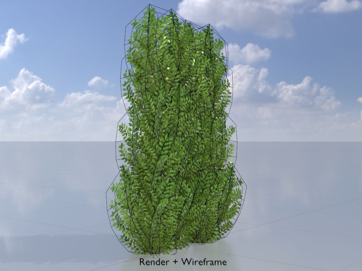 Cherry laurel hedge 1500mm version-2 Low-poly 3D model_6