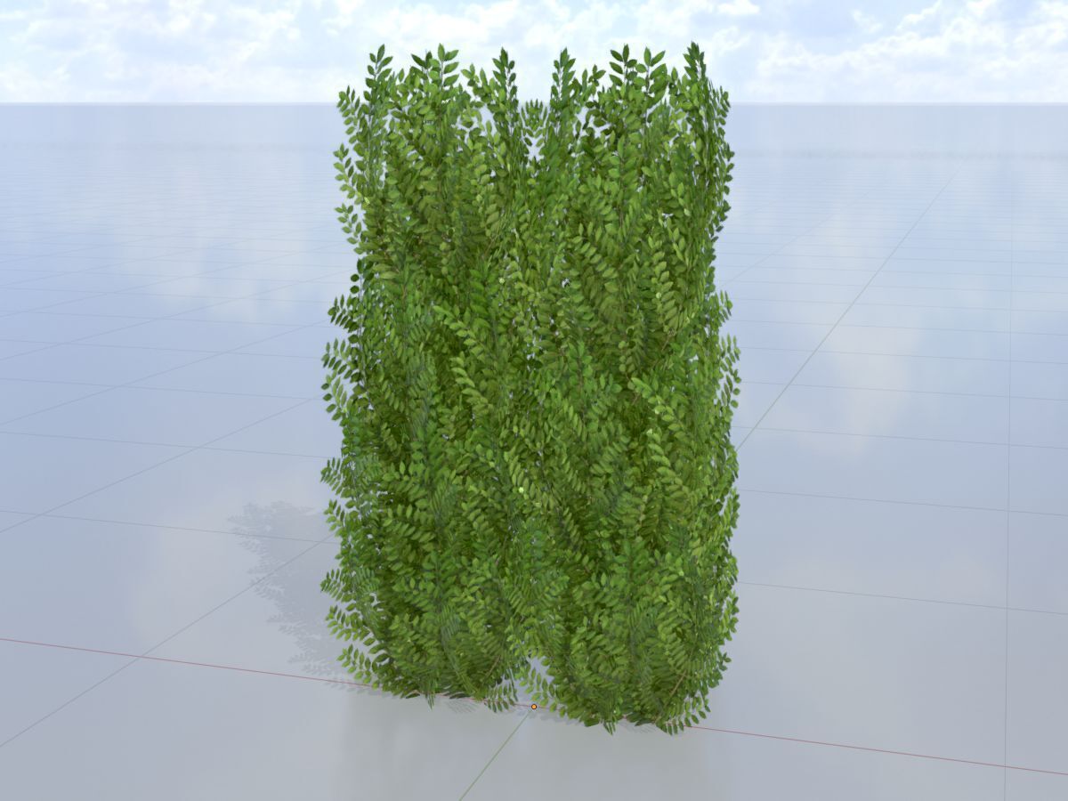 Cherry laurel hedge 1500mm version-2 Low-poly 3D model_3
