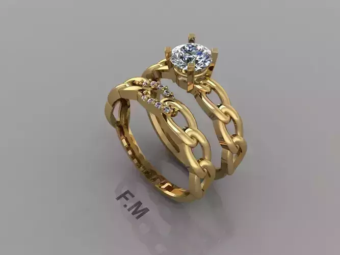 Ring women jewel gold fuison 3D print model