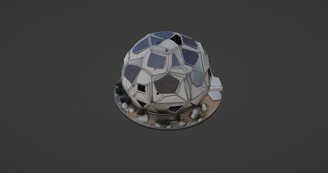 Futuristic Geodesic Space Colony Habitat Module 3D model
