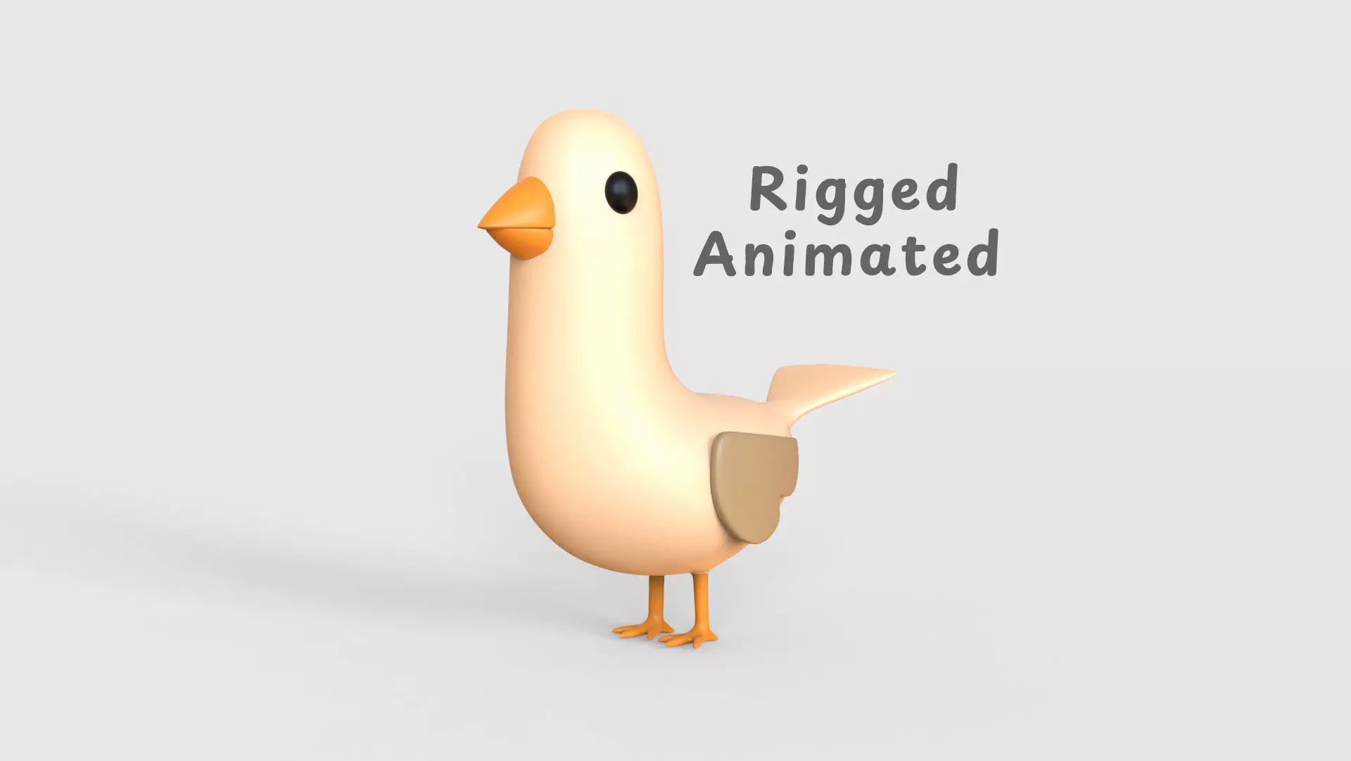 Low Poly - Cartoon Bird Rigged  Low-poly 3D model_0