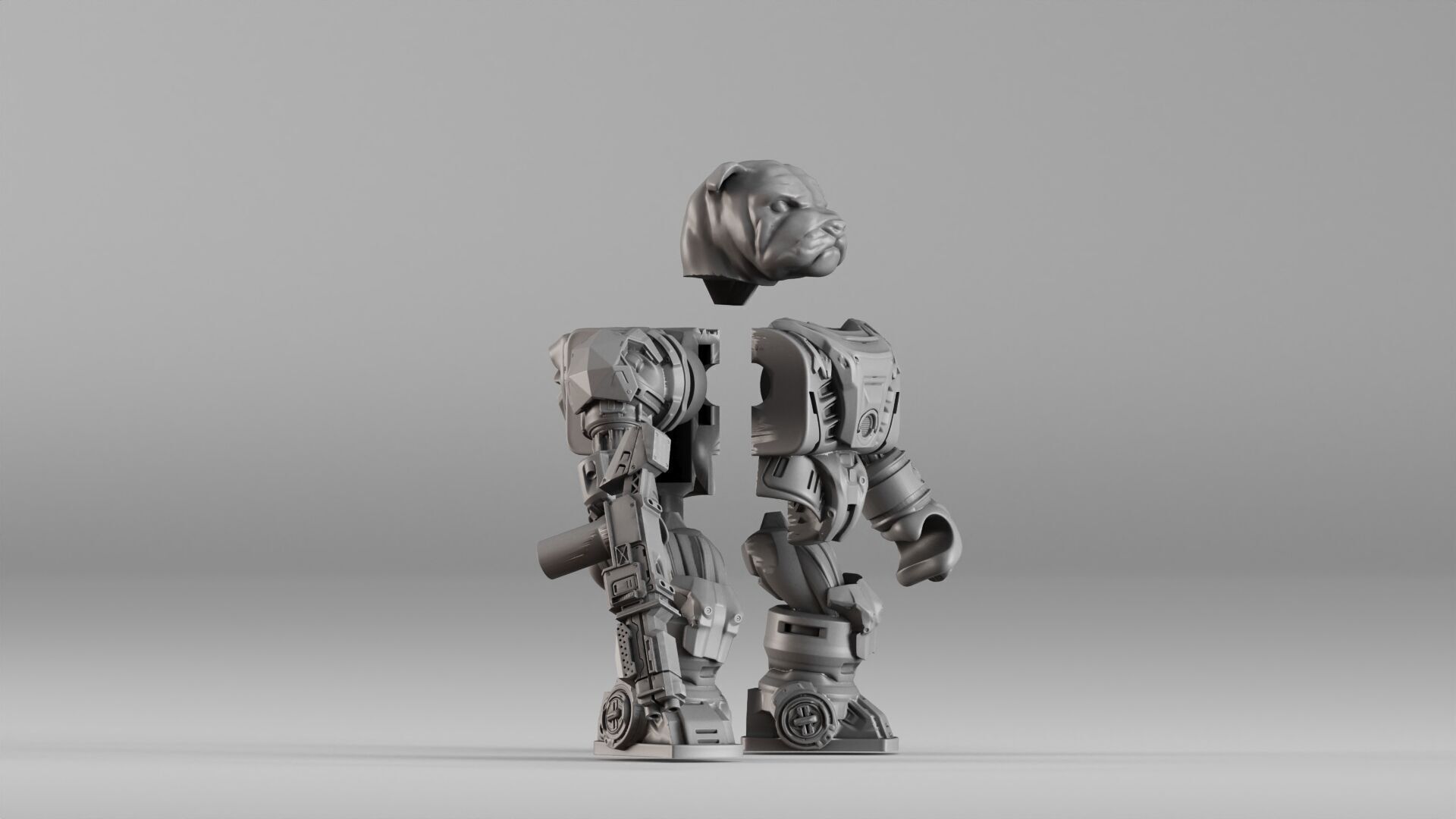 001586 Bulldog Mech Warrior 3D print model_10