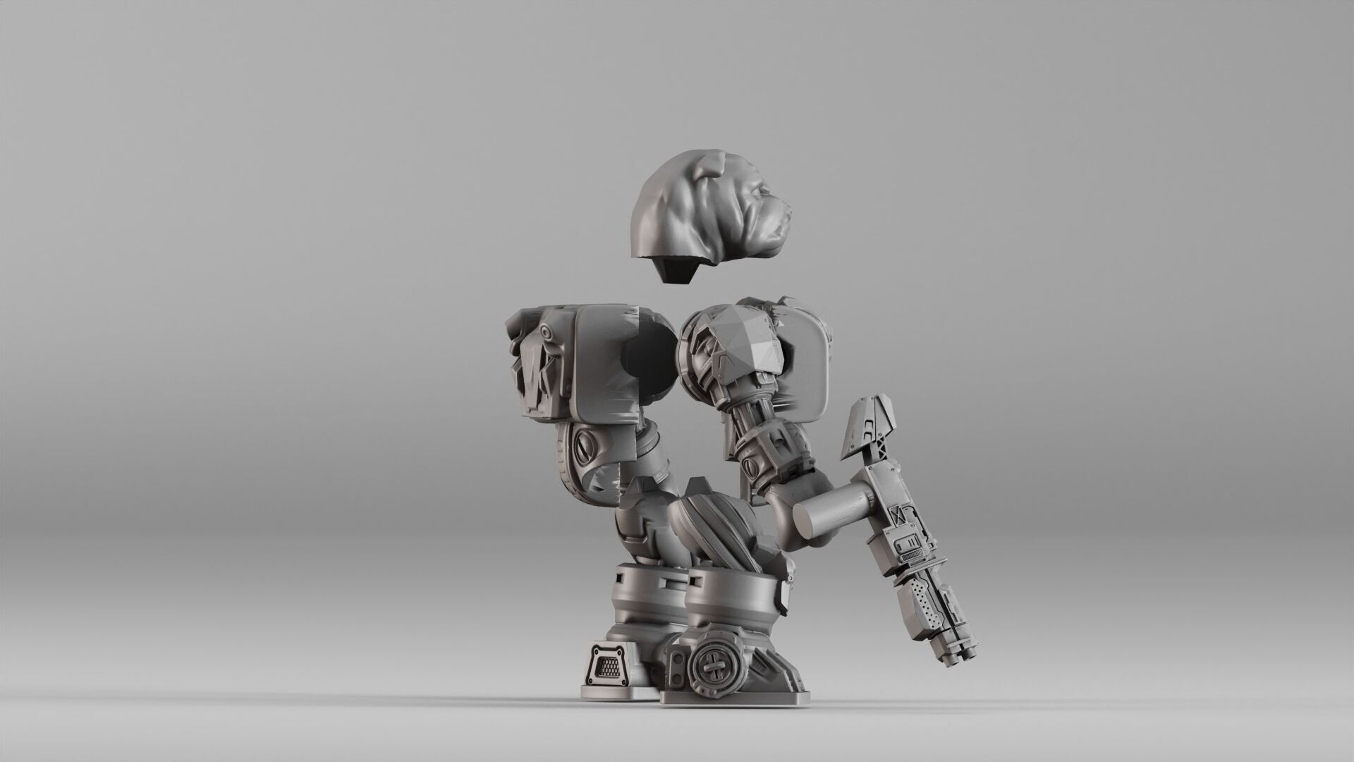 001586 Bulldog Mech Warrior 3D print model_13