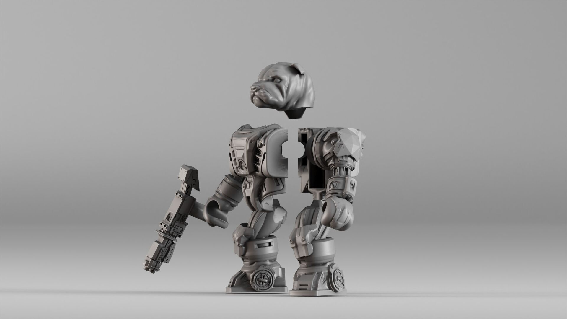 001586 Bulldog Mech Warrior 3D print model_25