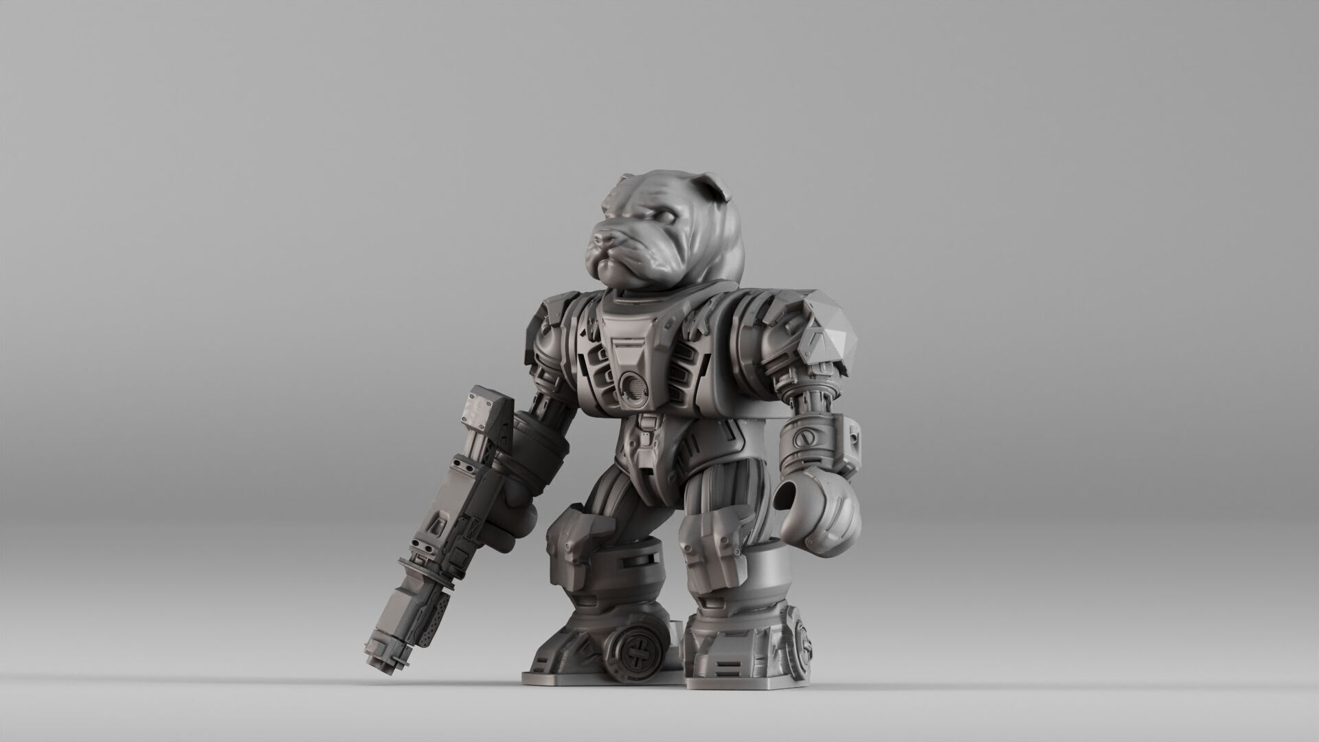 001586 Bulldog Mech Warrior 3D print model_26