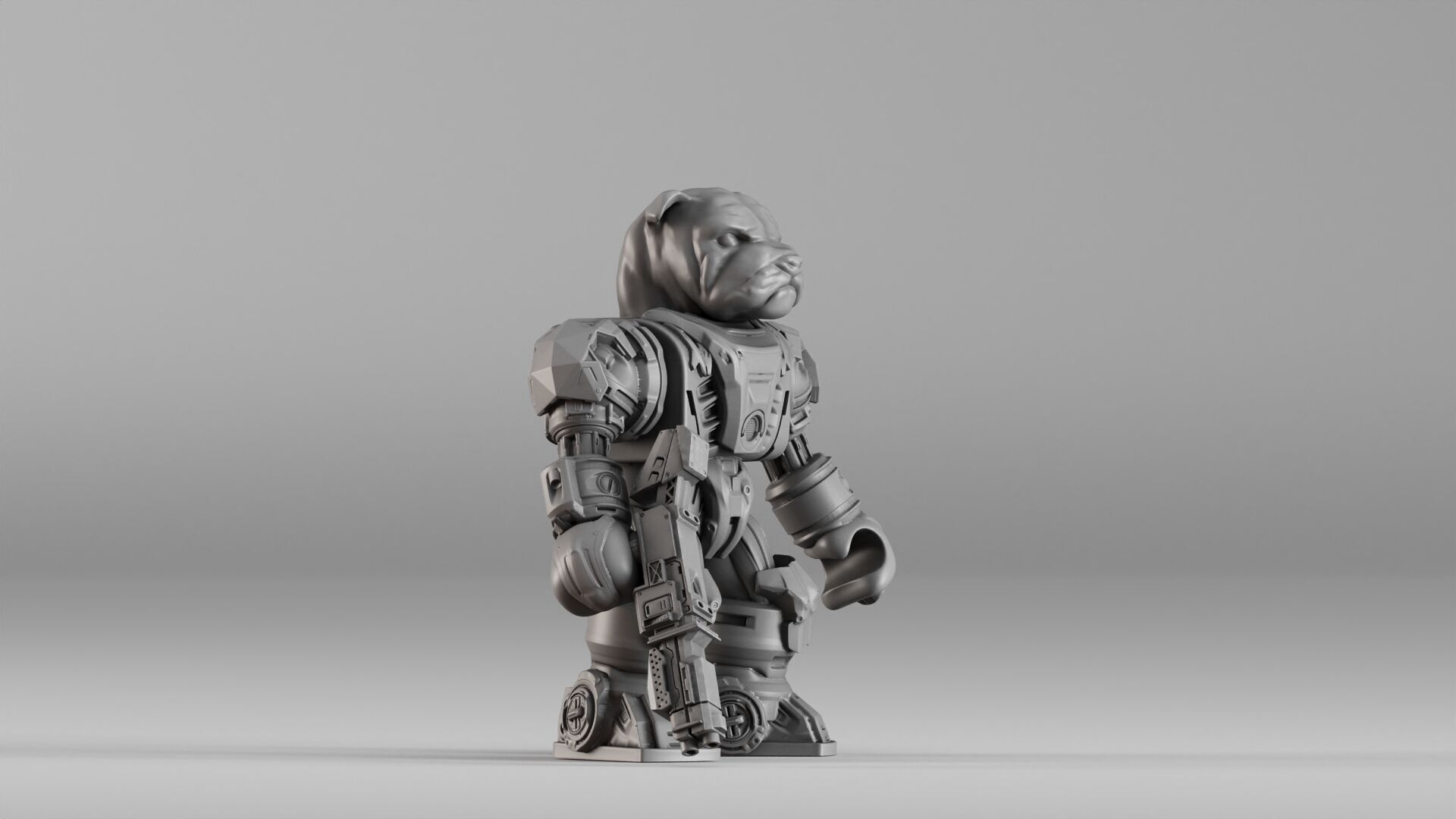 001586 Bulldog Mech Warrior 3D print model_9